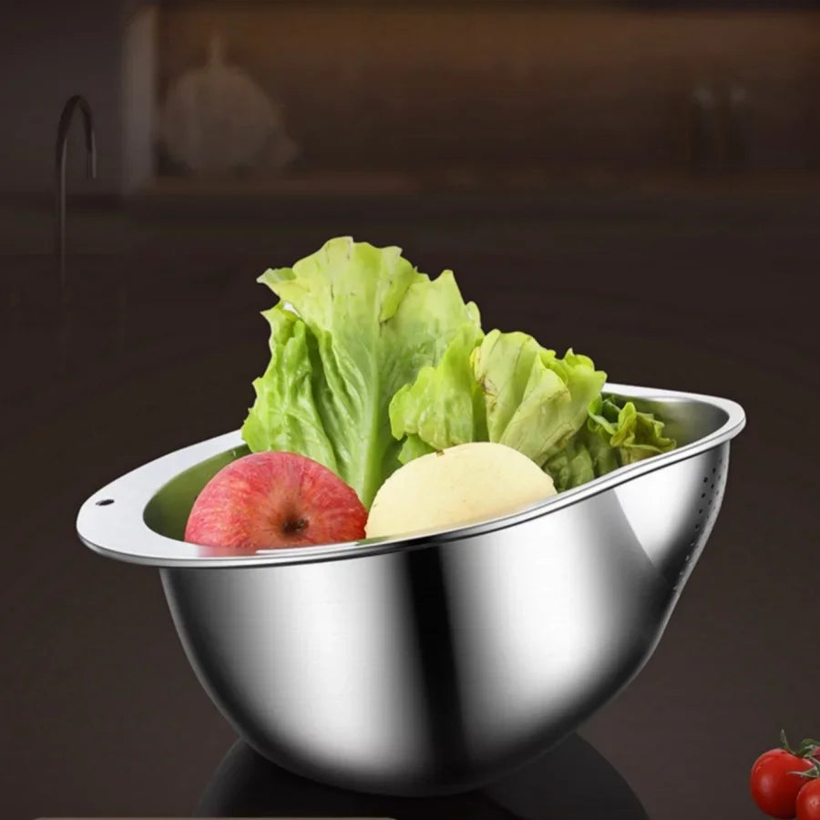 Bol passoire inox pour laver et égoutter le riz
