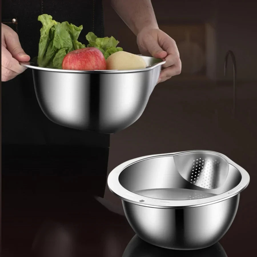 Bol passoire inox pour laver et égoutter le riz